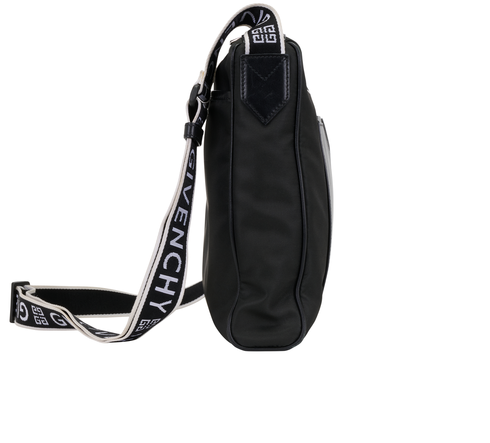 Logo Crossbody, &pound;250, Handbags, Black, Leather/Nylon, Side view